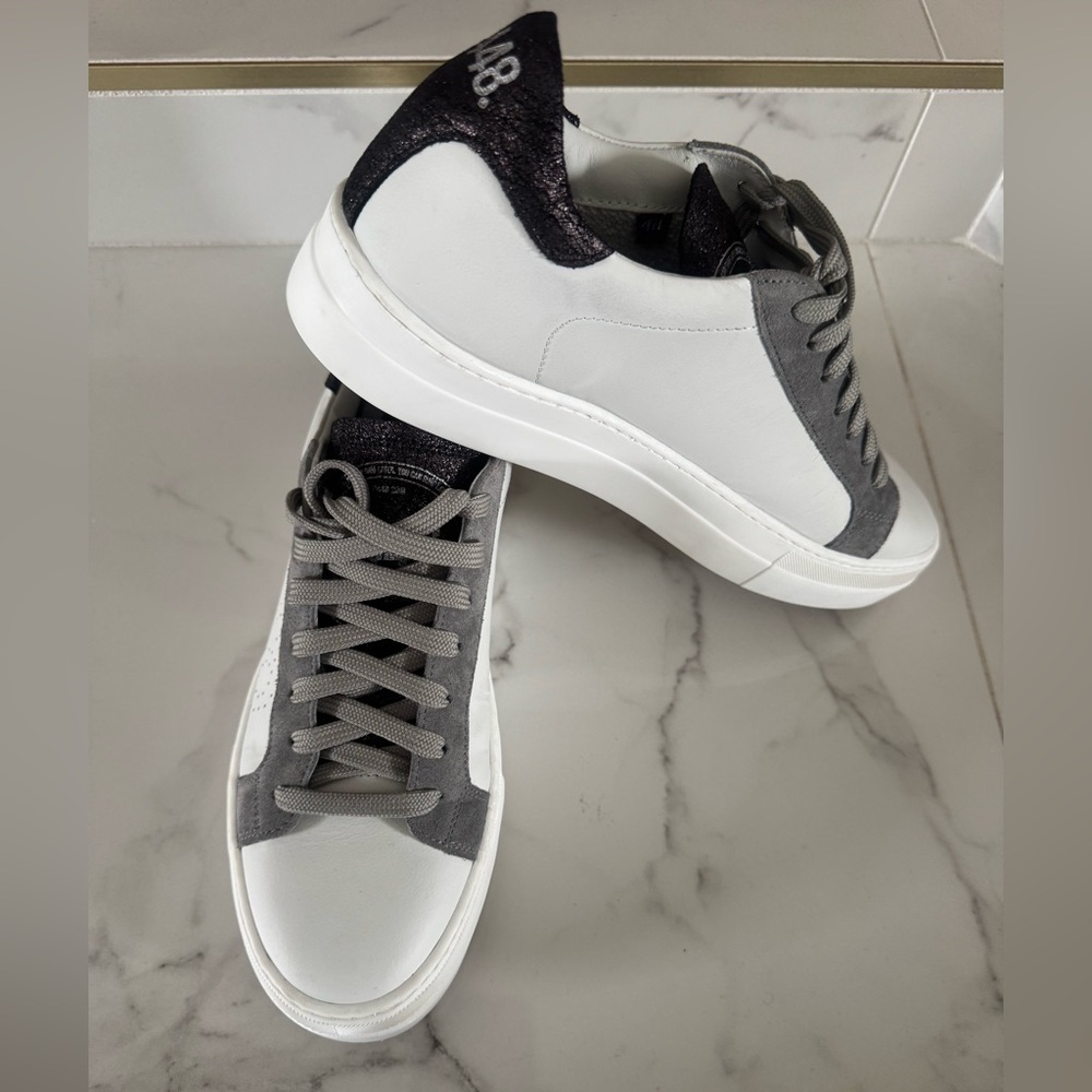 P448 White and Gray Men's Sneakers